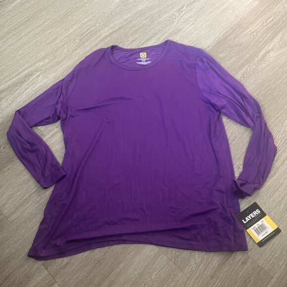Wonder Wink Women 2XL Scrub Top Long Sleeve Eggplant Purple Work Medical - Picture 1 of 3